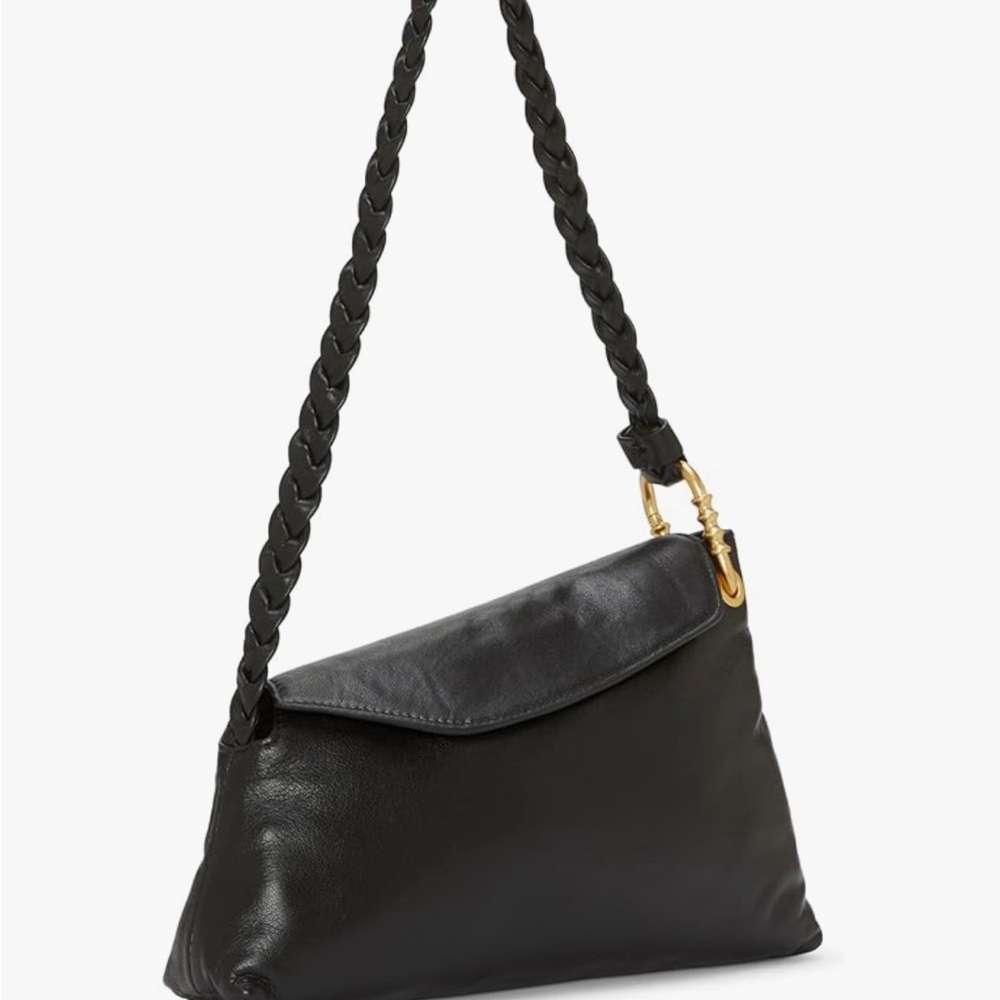 Vince Camuto Black Leather Shoulder Bag with Braided Strap
